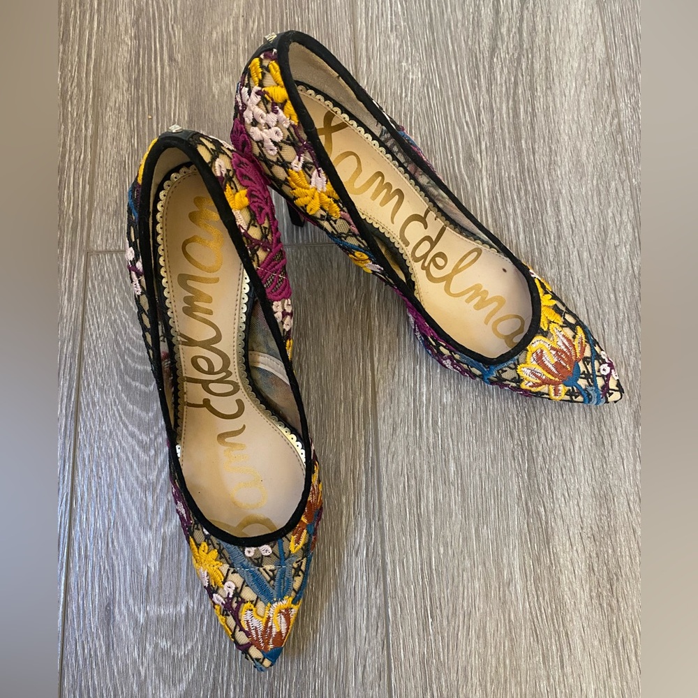 Sam Edelman embroidered heels